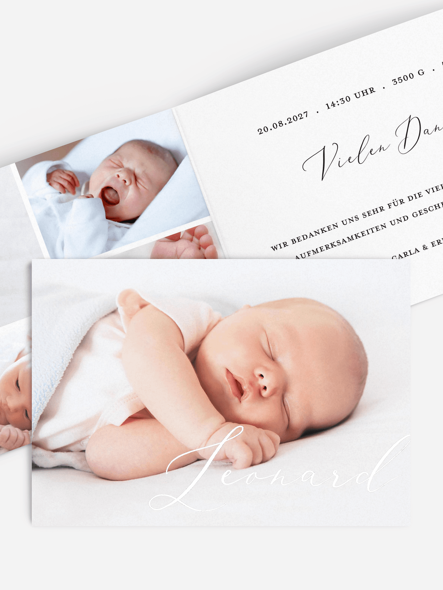 Geburtsanzeigekarte mit einem Foto eines Babys 2